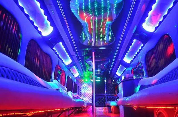 interior of a minneapolis limo party bus rental mn